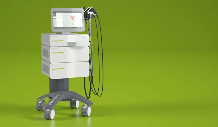 Storz Medical extracorporeal shockwave therapy (ESWT) system with touchscreen and treatment handpieces